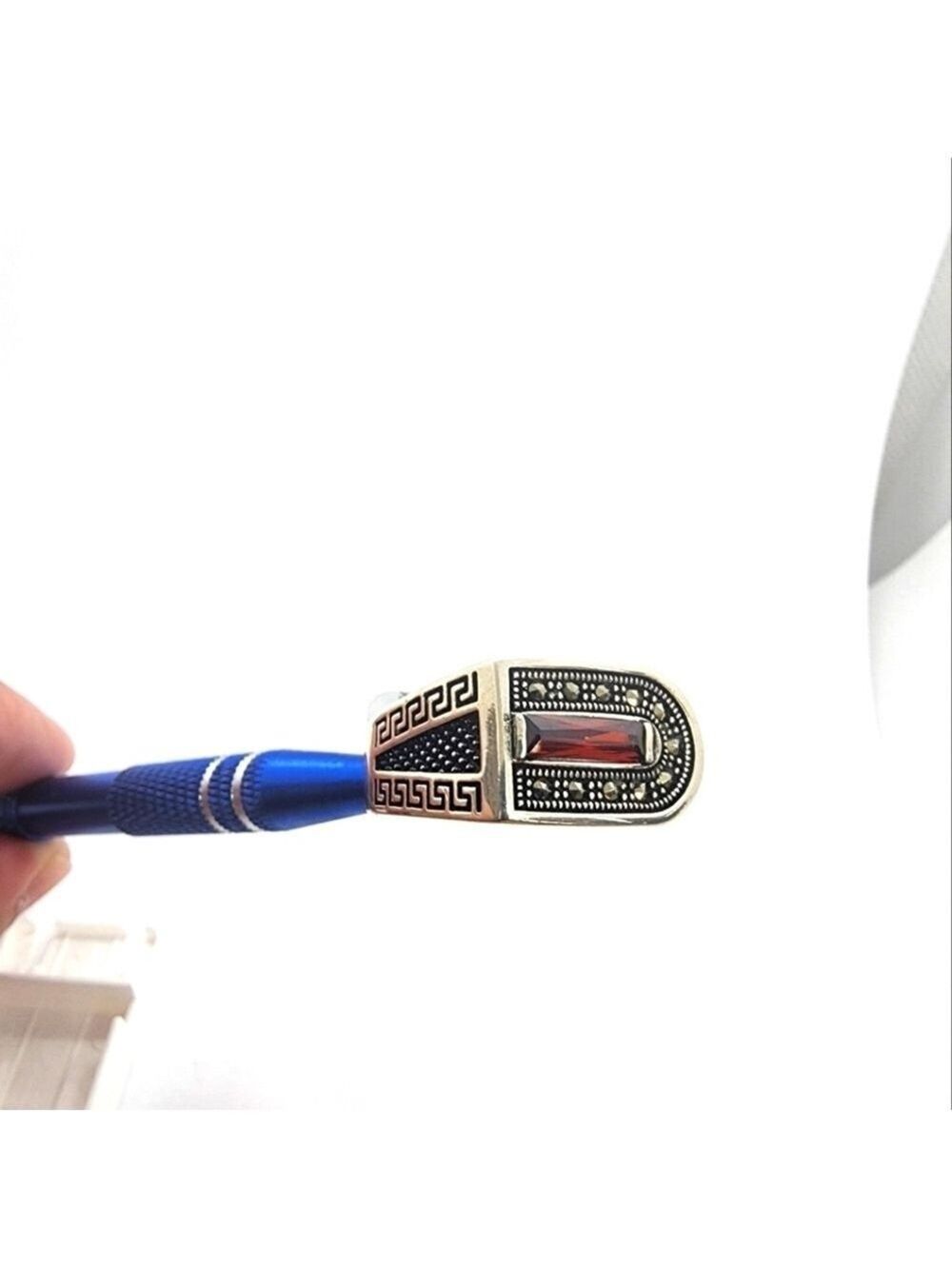 BRAND NEW MEN'S RING RED STONE STERLING SILVER 925 - Picture 3 of 6